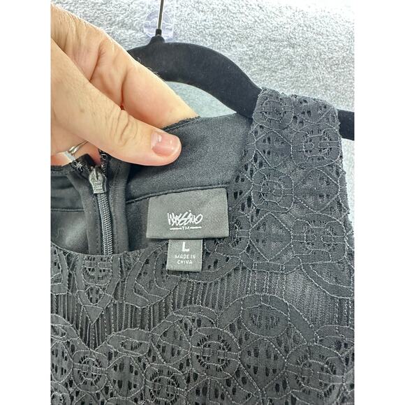 Mossimo Juniors sz L (W sz M) Black Lace Fit & Flare Sheath Dress Wedding Guest - Picture 6 of 8